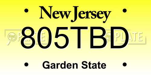 805TBD New Jersey License Plate