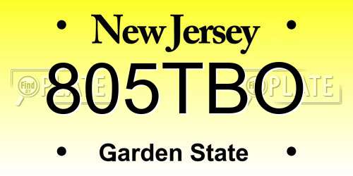 805TBO New Jersey License Plate
