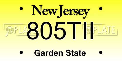 805TII New Jersey License Plate