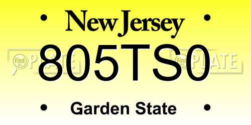 805TS0 New Jersey License Plate