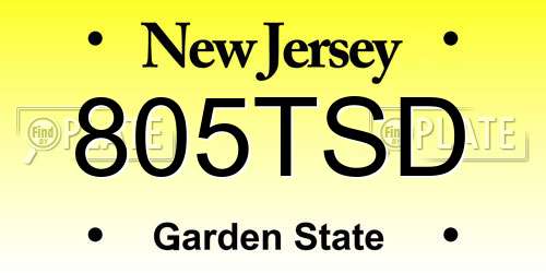 805TSD New Jersey License Plate