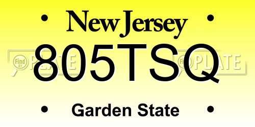 805TSQ New Jersey License Plate