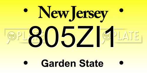 805ZI1 New Jersey License Plate