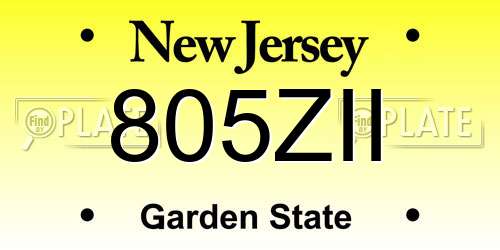 805ZII New Jersey License Plate