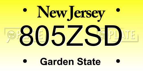 805ZSD New Jersey License Plate