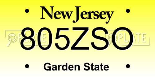 805ZSO New Jersey License Plate