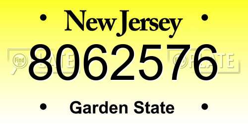 8062576 New Jersey License Plate