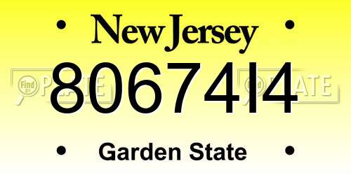 80674I4 New Jersey License Plate