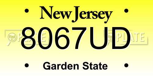 8067UD New Jersey License Plate