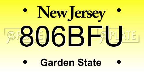 806BFU New Jersey License Plate