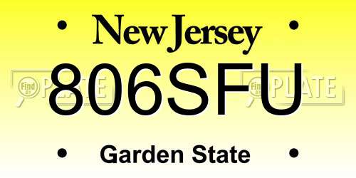 806SFU New Jersey License Plate