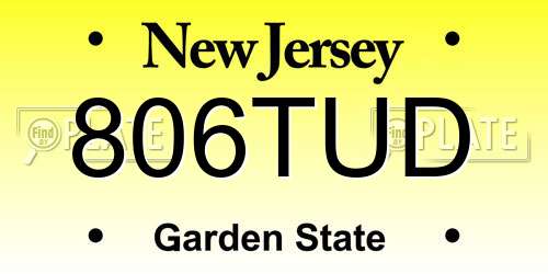 806TUD New Jersey License Plate