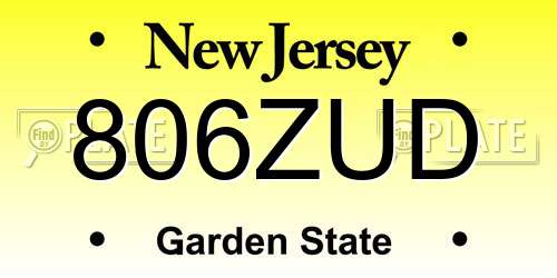806ZUD New Jersey License Plate