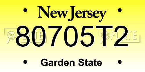 80705T2 New Jersey License Plate