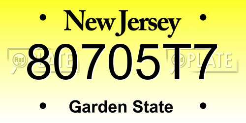 80705T7 New Jersey License Plate