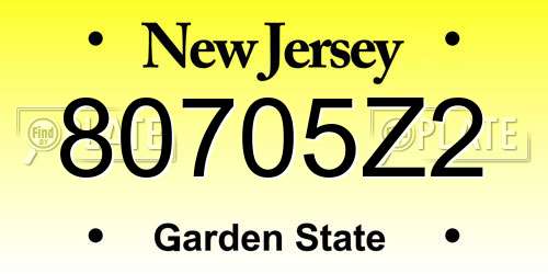 80705Z2 New Jersey License Plate
