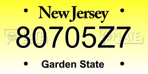 80705Z7 New Jersey License Plate