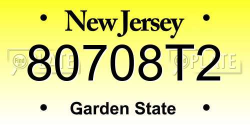 80708T2 New Jersey License Plate