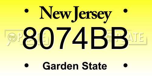 8074BB New Jersey License Plate