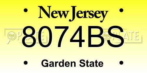 8074BS New Jersey License Plate