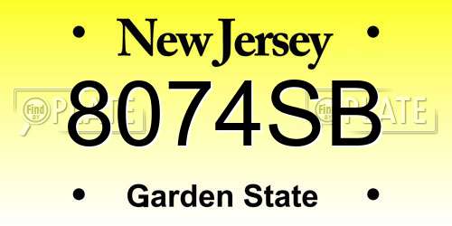 8074SB New Jersey License Plate