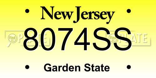 8074SS New Jersey License Plate