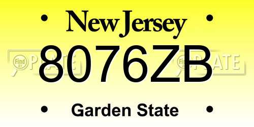 8076ZB New Jersey License Plate