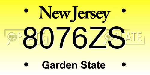 8076ZS New Jersey License Plate
