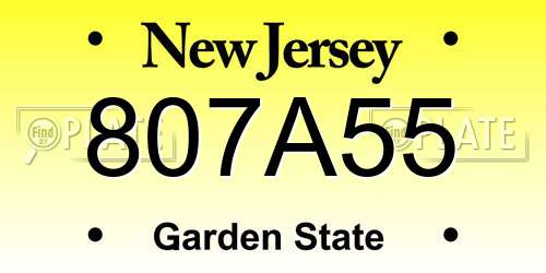 807A55 New Jersey License Plate