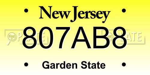 807AB8 New Jersey License Plate