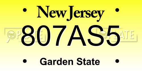 807AS5 New Jersey License Plate
