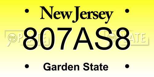 807AS8 New Jersey License Plate