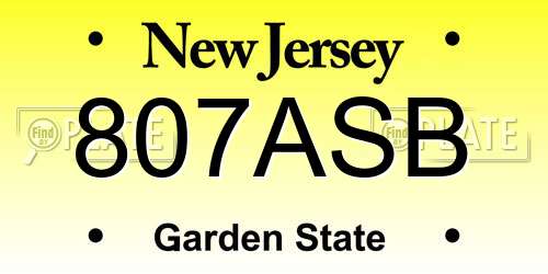 807ASB New Jersey License Plate
