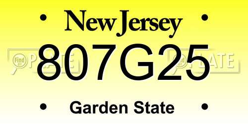 807G25 New Jersey License Plate