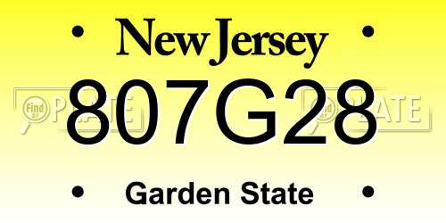 807G28 New Jersey License Plate