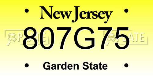 807G75 New Jersey License Plate
