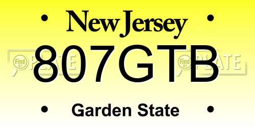 807GTB New Jersey License Plate