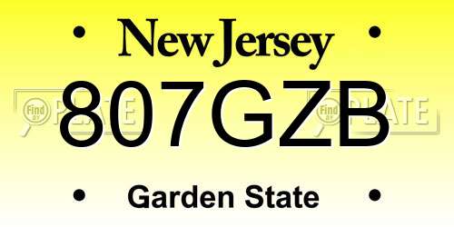 807GZB New Jersey License Plate