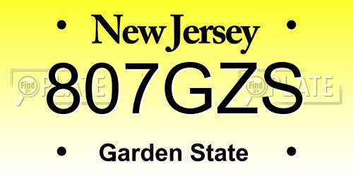 807GZS New Jersey License Plate