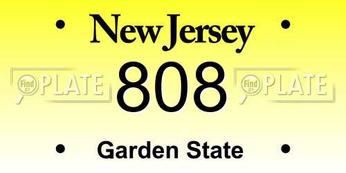 808 New Jersey License Plate
