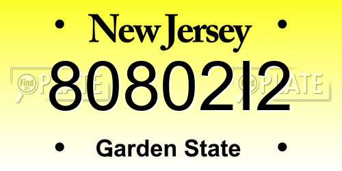 80802I2 New Jersey License Plate