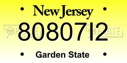 80807I2 New Jersey License Plate