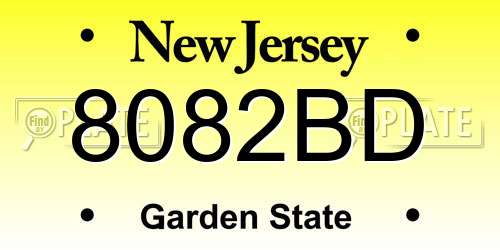 8082BD New Jersey License Plate