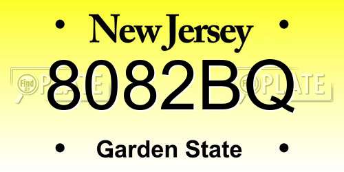 8082BQ New Jersey License Plate