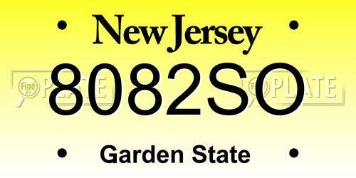 8082SO New Jersey License Plate