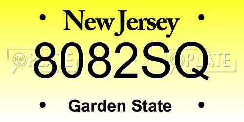 8082SQ New Jersey License Plate