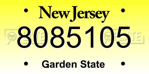 8085105 New Jersey License Plate