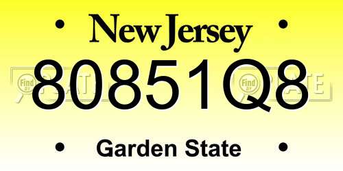 80851Q8 New Jersey License Plate