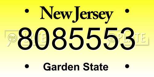 8085553 New Jersey License Plate