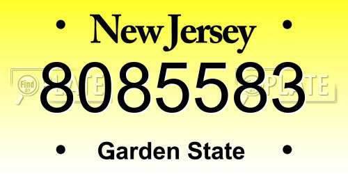 8085583 New Jersey License Plate